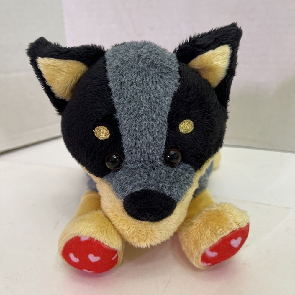 MTY Blue Healer Plush Dog Heart Paws 8” Long Stuffed Animal